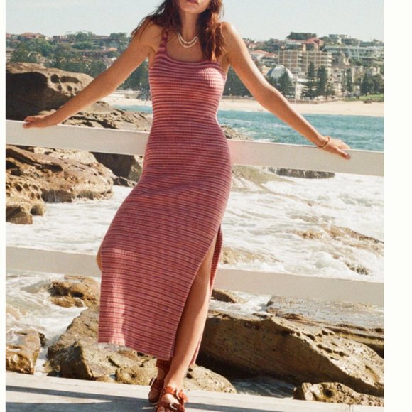 J. Crew Dresses & Skirts - LIKE NEW J. Crew Stripe Slit Everyday Summer Cotton Knit Maxi Tank Dress SZ M